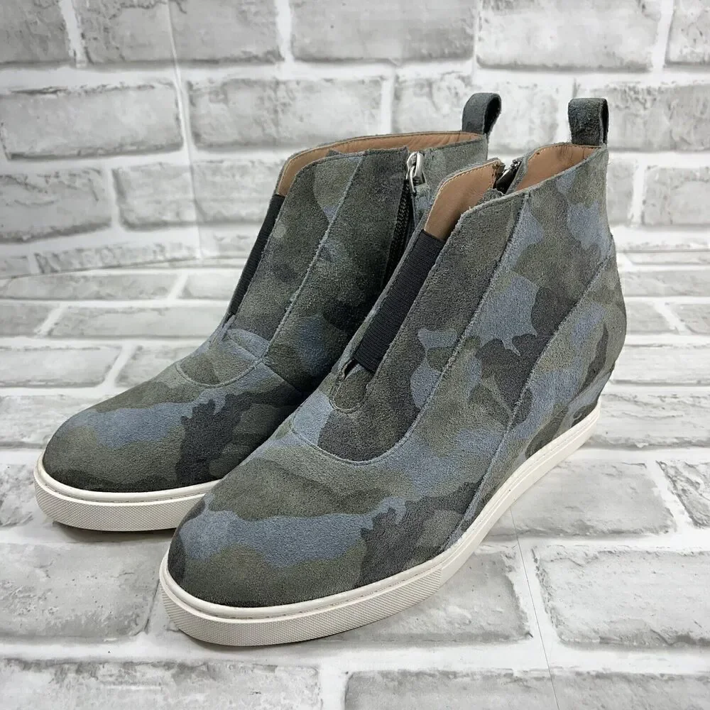 Linea Paolo Anna Women’s Size 7.5 Suede Camo Original Low Wedge Sneakers